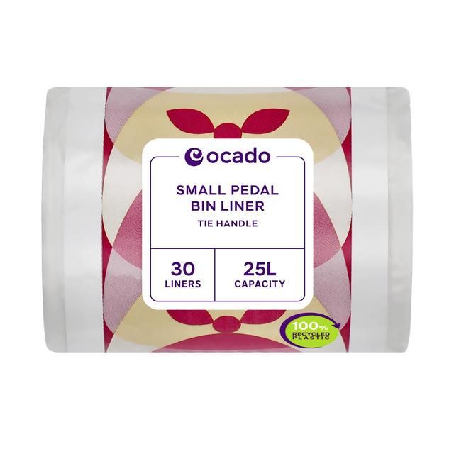 Ocado Small Tie Handle Pedal Bin Liners 25L 30 per pack