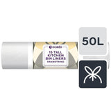 Ocado Tall Kitchen Bin Liner 50L 15 per pack