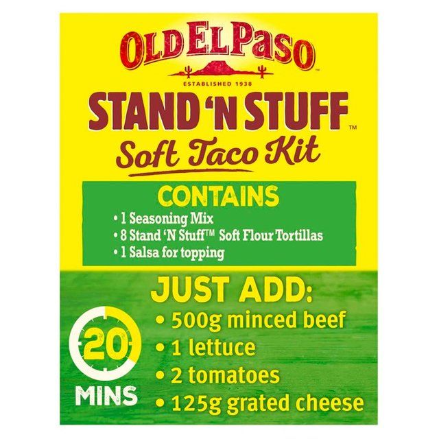 Old El Paso Mexican Stand 'N' Stuff Smoky BBQ Taco Kit with Soft Shells 350g