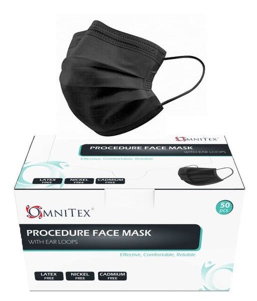 Omnitex Type IIR Disposable Surgical Face Mask, Black (50pk)
