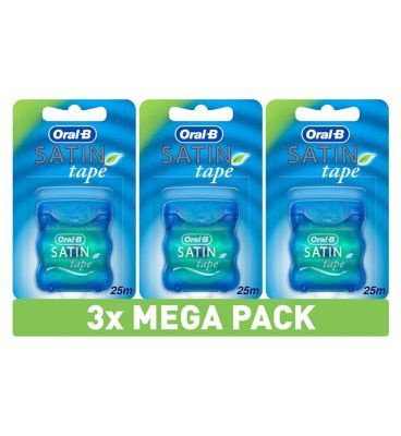 Oral-B satin tape dental floss mint x3