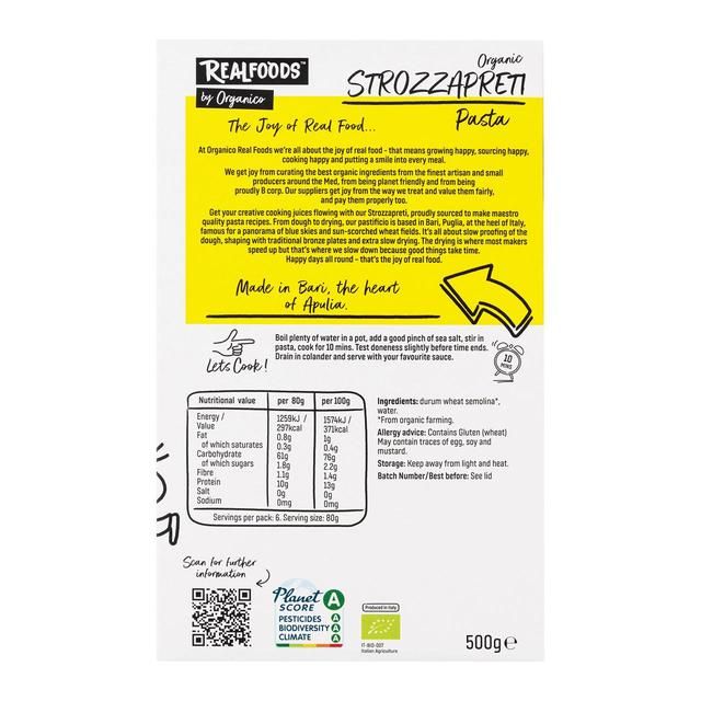 Organico Organic Strozzapreti pasta 500g