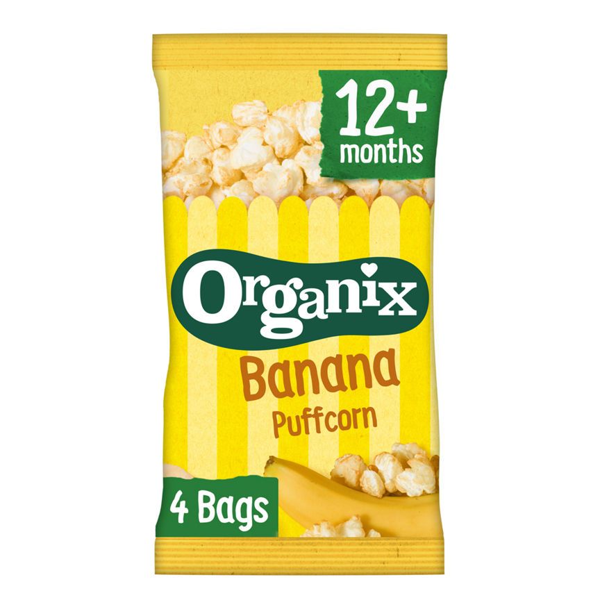 Organix Banana Puffcorn Organic Finger Food Toddler Snack Multipack