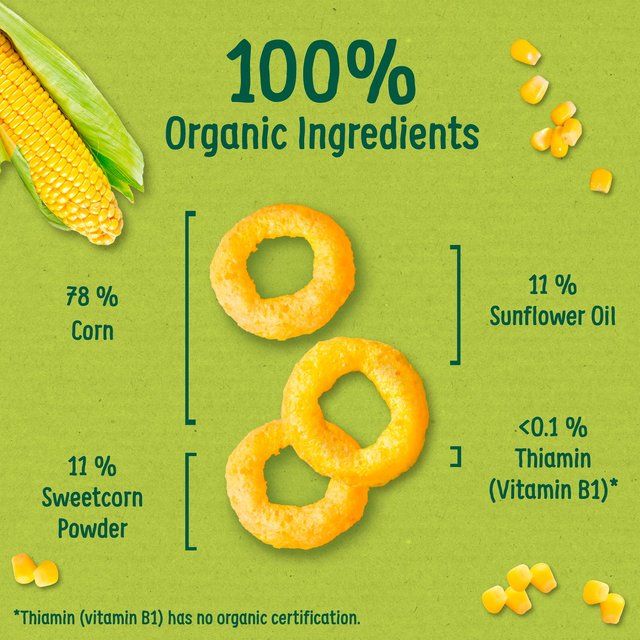 Organix Melty Sweetcorn Organic Rings Baby Snack 6 months+ 20g