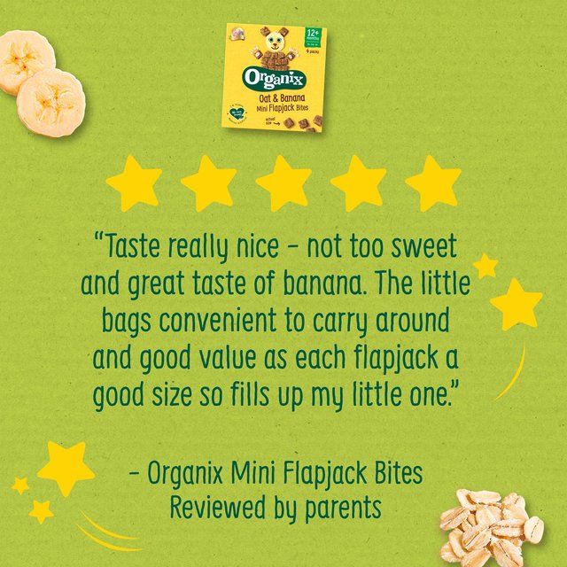 Organix Mini Organic Oat & Banana Flapjack Toddler Snacks Multipack 4 x 20g