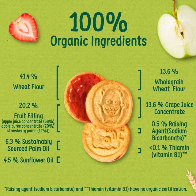 Organix Strawberry & Apple Organic Jammie Monsters Toddler & Kids Multipack 8 x 8g