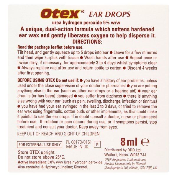 Otex Ear Drops Remove Ear Wax 8ml