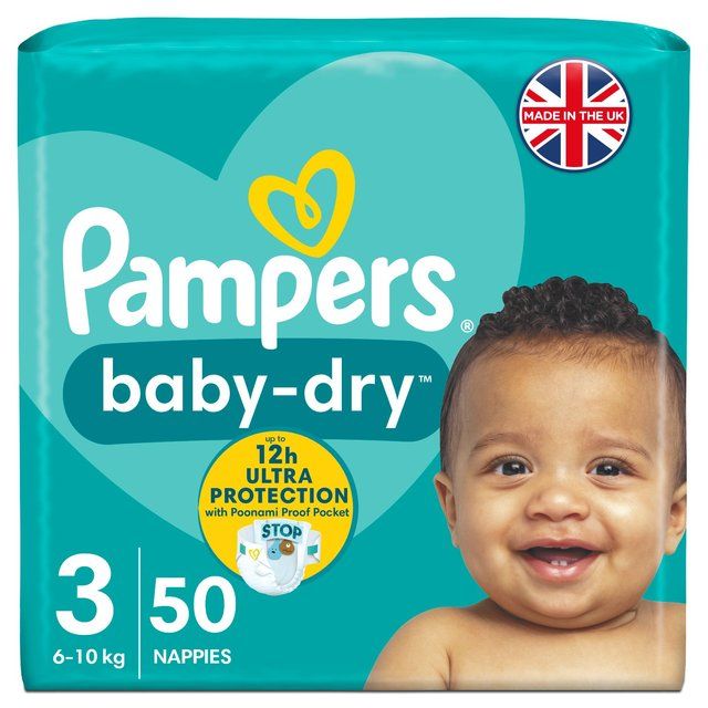 Pampers Baby-Dry Nappies Size 3 (6-10kg) Essential Pack 50 per pack