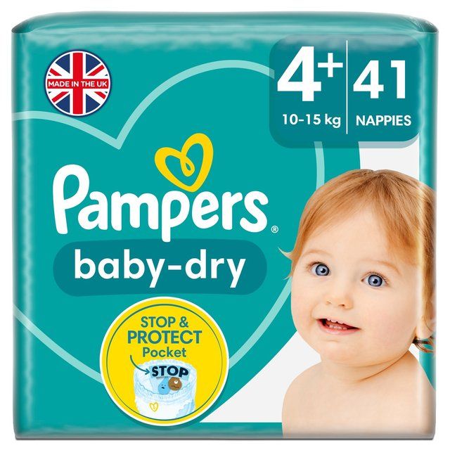 Pampers Baby-Dry Nappies Size 4+ (10-15kg) Essential Pack 41 per pack