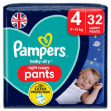 Pampers Baby Dry Night Nappy Pants Essential Pack Nappies Size 4, 9kg-15kg x32