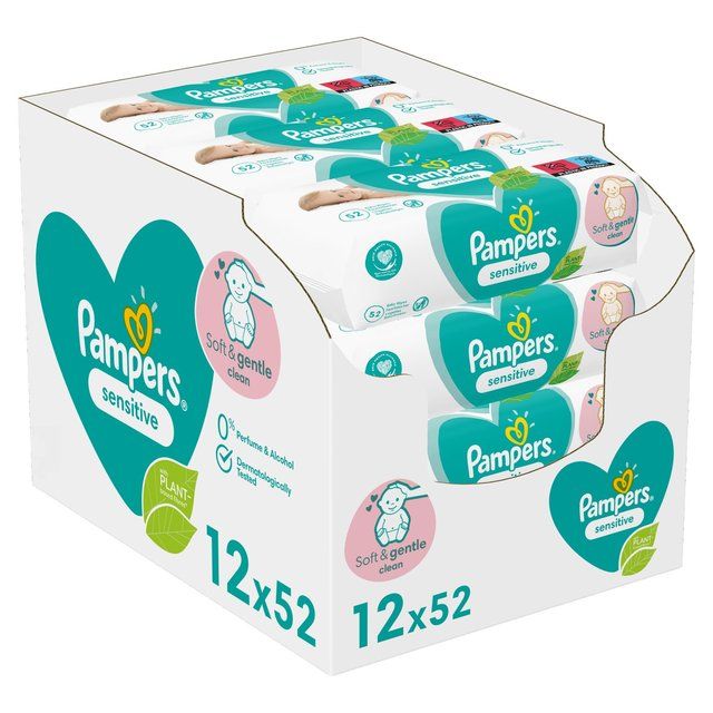 Pampers Baby Wipes Sensitive   12 x 52 per pack