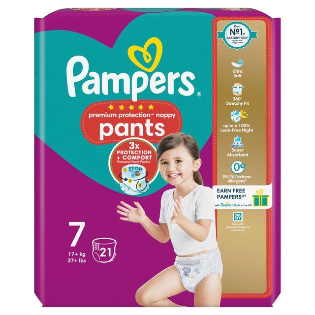 Pampers Premium Protection Nappy Pants Size 7 Essential Pack 21 per pack