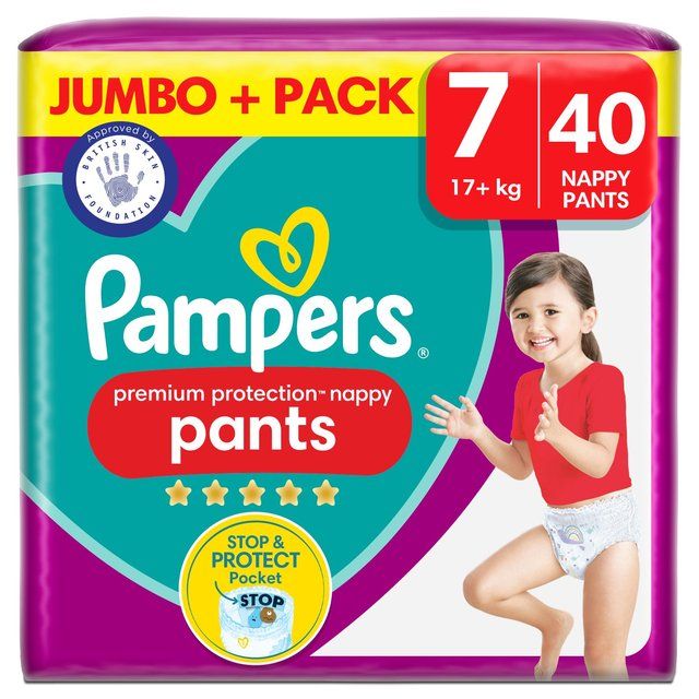 Pampers Premium Protection Nappy Pants Size 7 Jumbo Pack 40 per pack