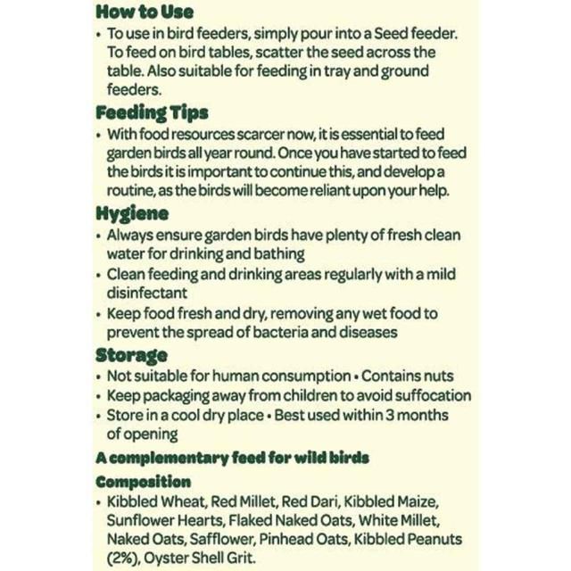 Peckish Complete Seed And Nut No Mess Wild Bird Food Mix 12.75kg