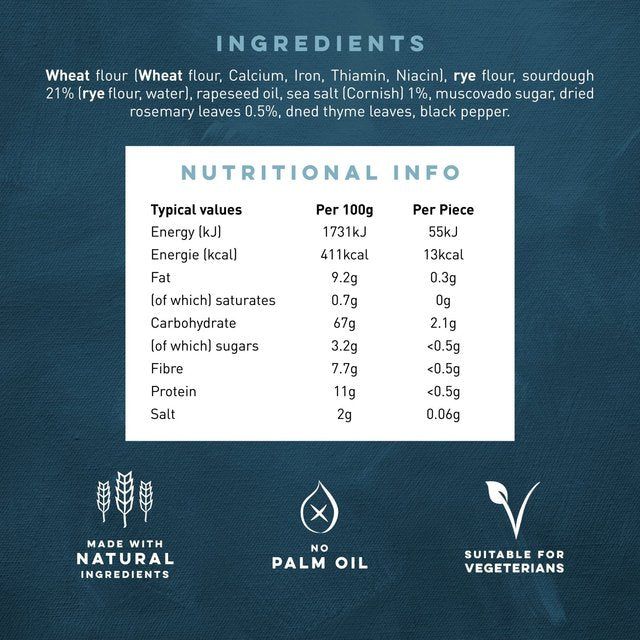 Peter's Yard Rosemary & Sea Salt Sourdough Crackers 90g