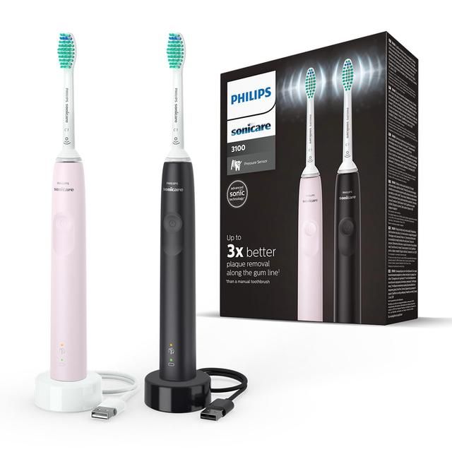 Philips Sonicare Series 3100 dual pack Sugar Rose & Black 2 per pack