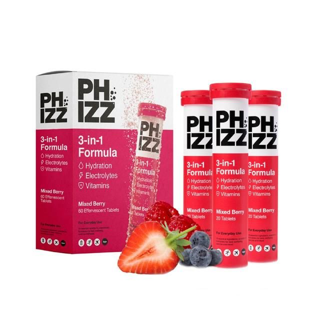 Phizz Mixed Berry 3-in-1 Hydration Electrolytes and Vitamins Effervescent 60 per pack