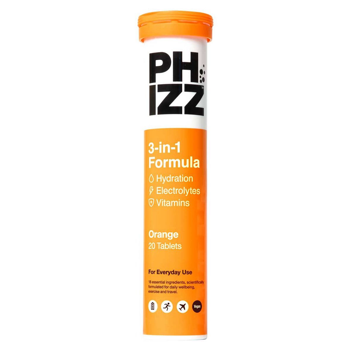 Phizz Orange 3-in-1 Hydration, Electrolytes and Vitamins Effervescent Tablets - 20 Tablets