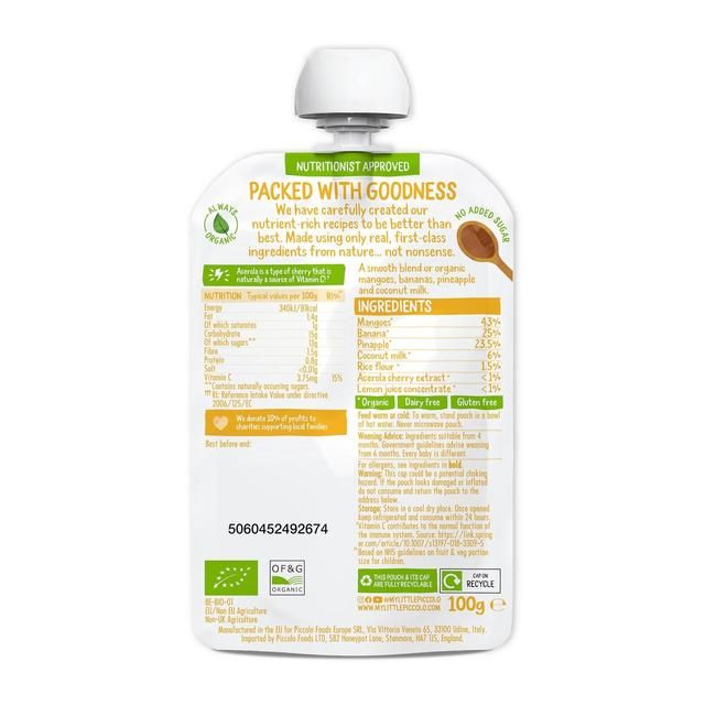 Piccolo Organic Banana Mango & Pineapple Stage 1 100g