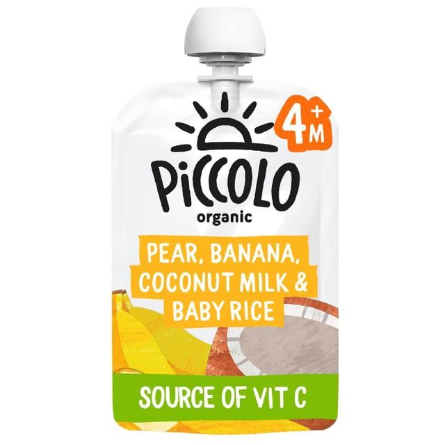 Piccolo Pear Banana Coconut Milk & Baby Rice Organic Pouch 4 mths+ 100g