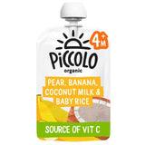 Piccolo Pear Banana Coconut Milk & Baby Rice Organic Pouch 4 mths+ 100g