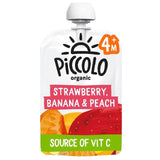 Piccolo Strawberry Banana & Peach Organic Pouch 4 mths+ 100g