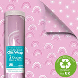 Pink Rainbow Double Sided Gift Wrap Sheets 3 per pack