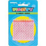 Pink Spiral Birthday Candles 24 per pack