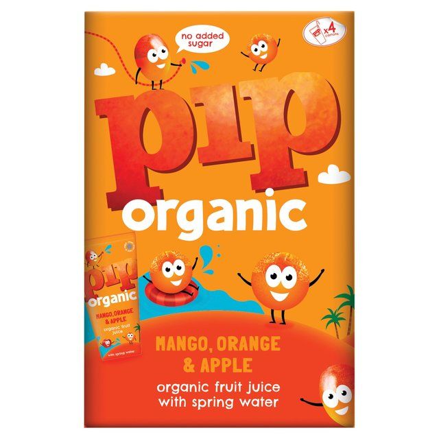 Pip Organic Mango Orange & Apple Juice with Spring Water Cartons 4 x 180ml