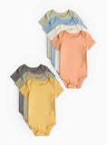 Plain Short Sleeve Bodysuits 7 pack 9-12 months