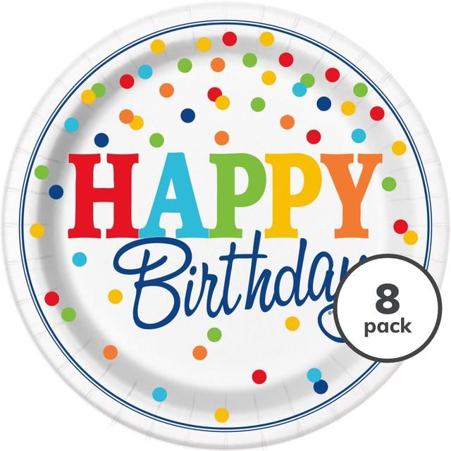 Polka Dot 23cm Birthday Party Plates 8 per pack