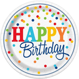 Polka Dot 23cm Birthday Party Plates 8 per pack