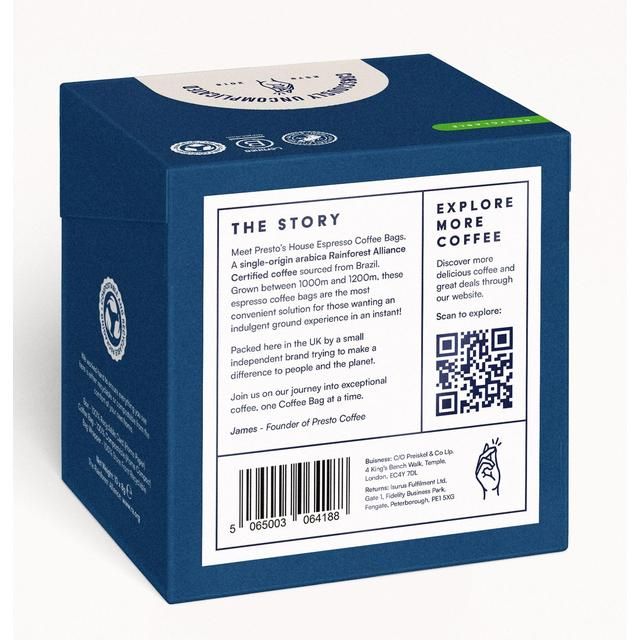 Presto House Espresso Coffee Bags 80g