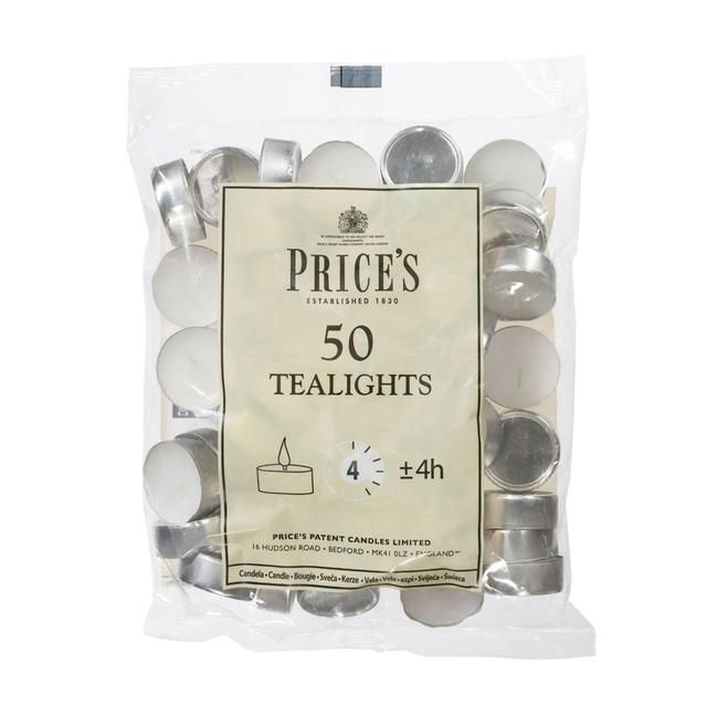 Price's White Tealights 50 per pack