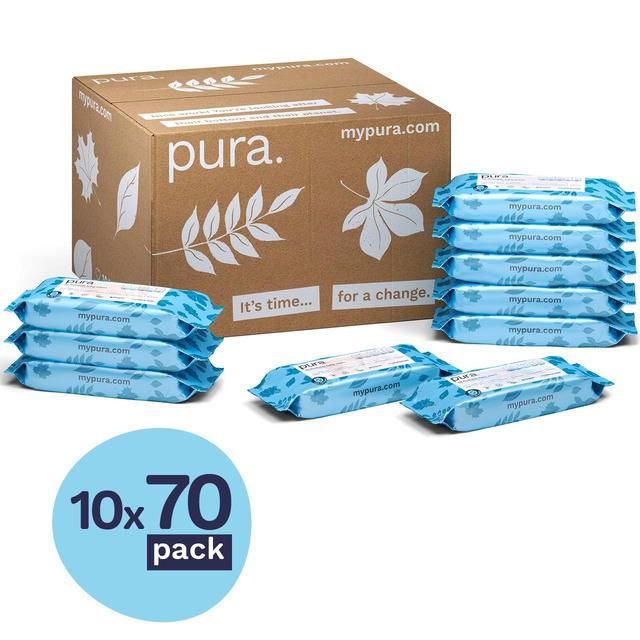 Pura Flushable Eco Baby Wipes Multipack 10 x 70 per pack