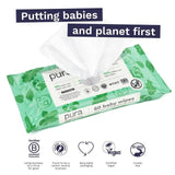 Pura Plastic Free Baby Wipes 12 x 60pk 12 x 60 per pack
