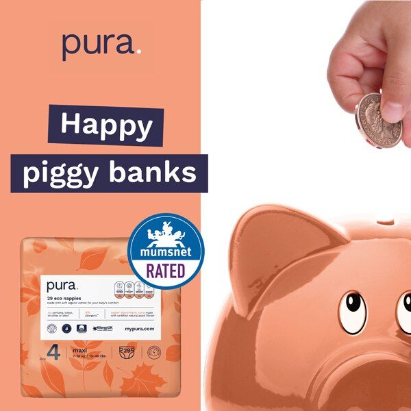 Pura Premium Eco Baby Nappies, Size 4 (7-18kg) 29 Nappies