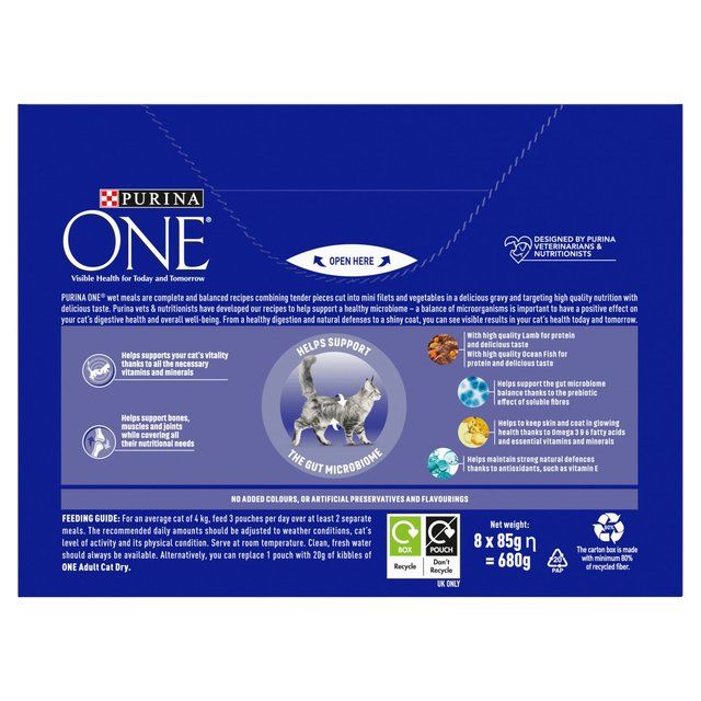 Purina One Mini Fillets Ocean Fish and Lamb Wet Cat Food 8 x 85g