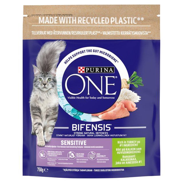 Purina One Sensitive Turkey Dry Cat Food 750g