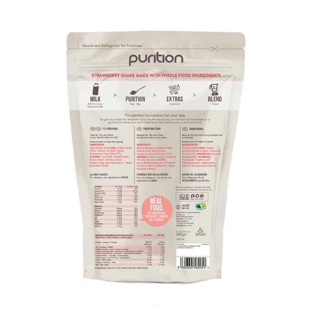 Purition Strawberries Wholefood Nutrition Powder 250g