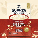 Quaker Oat So Simple Big Bowl Original Porridge Sachets Cereal 6 per pack
