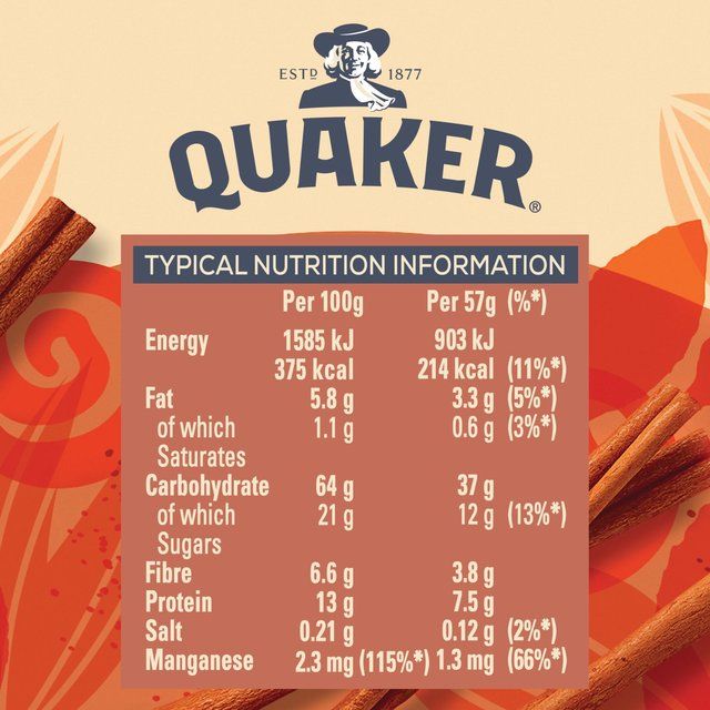 Quaker Oat So Simple Sweet Cinnamon Porridge Cereal Pot 57g