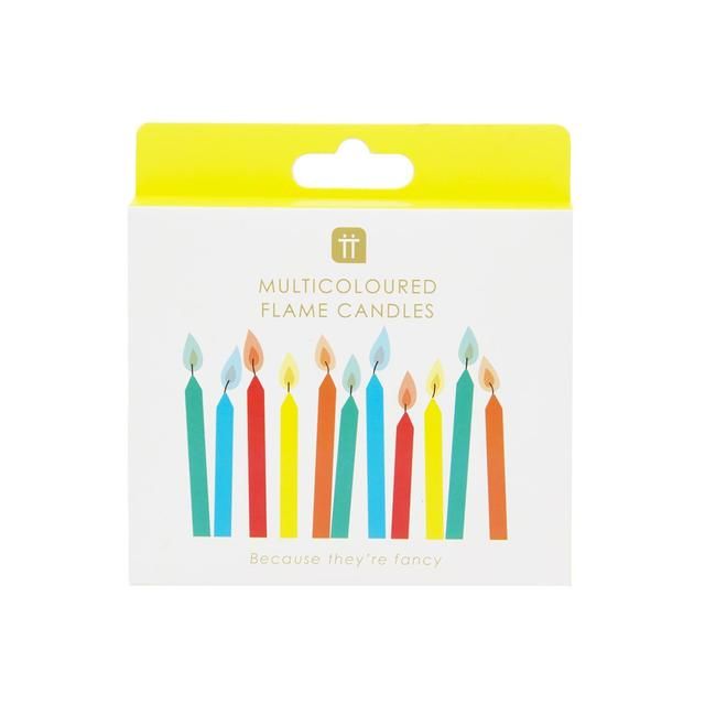 Rainbow Candles with Coloured Flames 12 per pack
