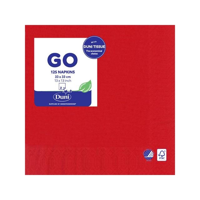 Red Compostable 2 Ply Paper Napkins   125 per pack