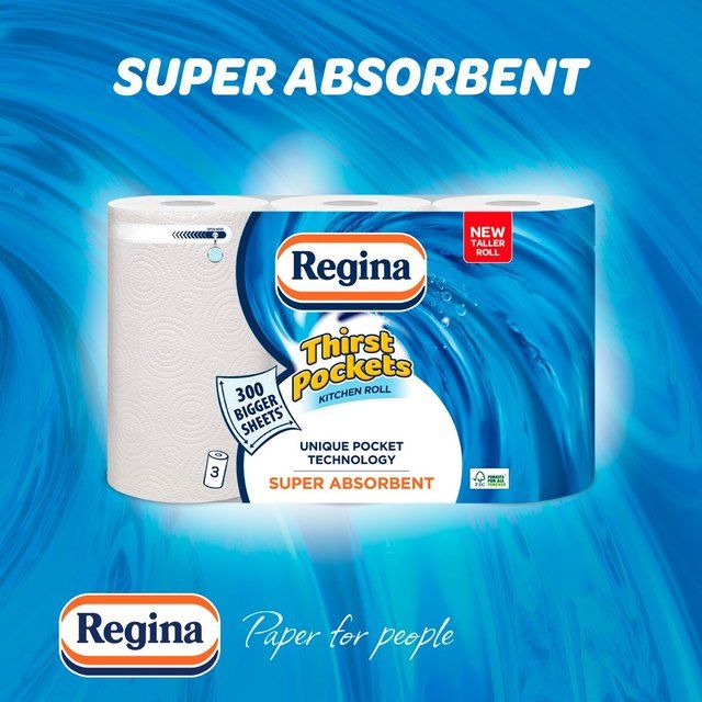Regina Thirst Pockets Kitchen Roll 3 per pack