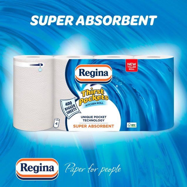 Regina Thirst Pockets Kitchen Roll 4 per pack