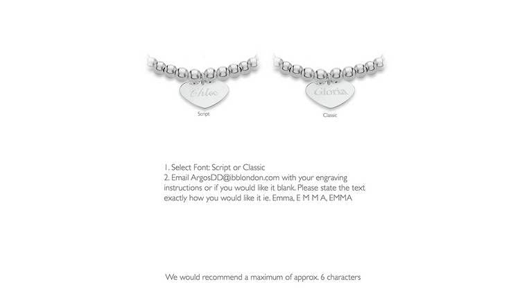 Revere Sterling Silver Personalised Heart Beaded Bracelet