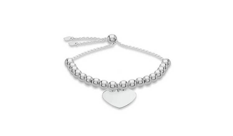 Revere Sterling Silver Personalised Heart Beaded Bracelet