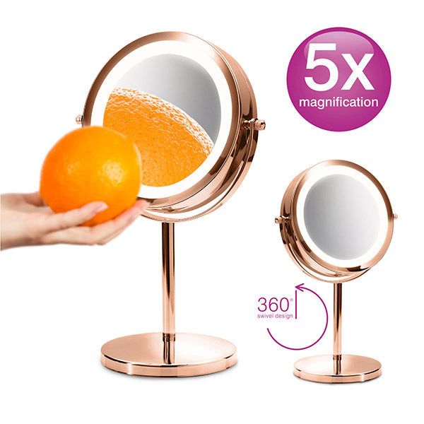Rio Rose Gold Double Sided Cosmetic LED Mirror