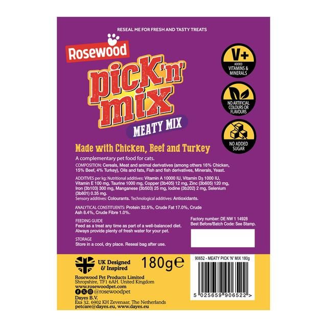 Rosewood Pick n Mix Cat Treats Meaty 180g